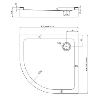 Душевой поддон Veconi Tezeo Acrylic TZ-51B, 800x800x150, акрил, черный